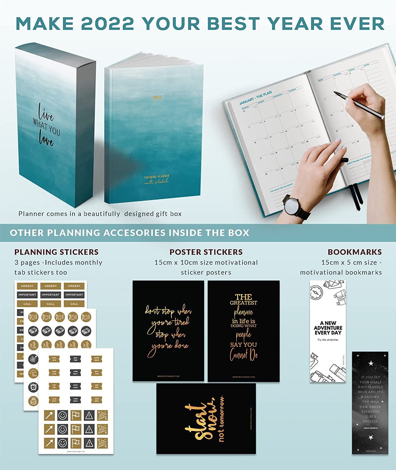TINYCHANGE TinyWins 2022 Family Planner Diary Multi Schedule; Plan Your Day, Achieve Goals, Manage Tasks and Balance All Life Priorities - Hardcover A5 Diary with Shopping Lists and Stickers TINYCHANGE TinyWins 2022 Family Planner Diary Multi Schedule; Plan Your Day, Achieve Goals, Manage Tasks and Balance All Life Priorities - Hardcover A5 Diary with Shopping Lists and Stickers