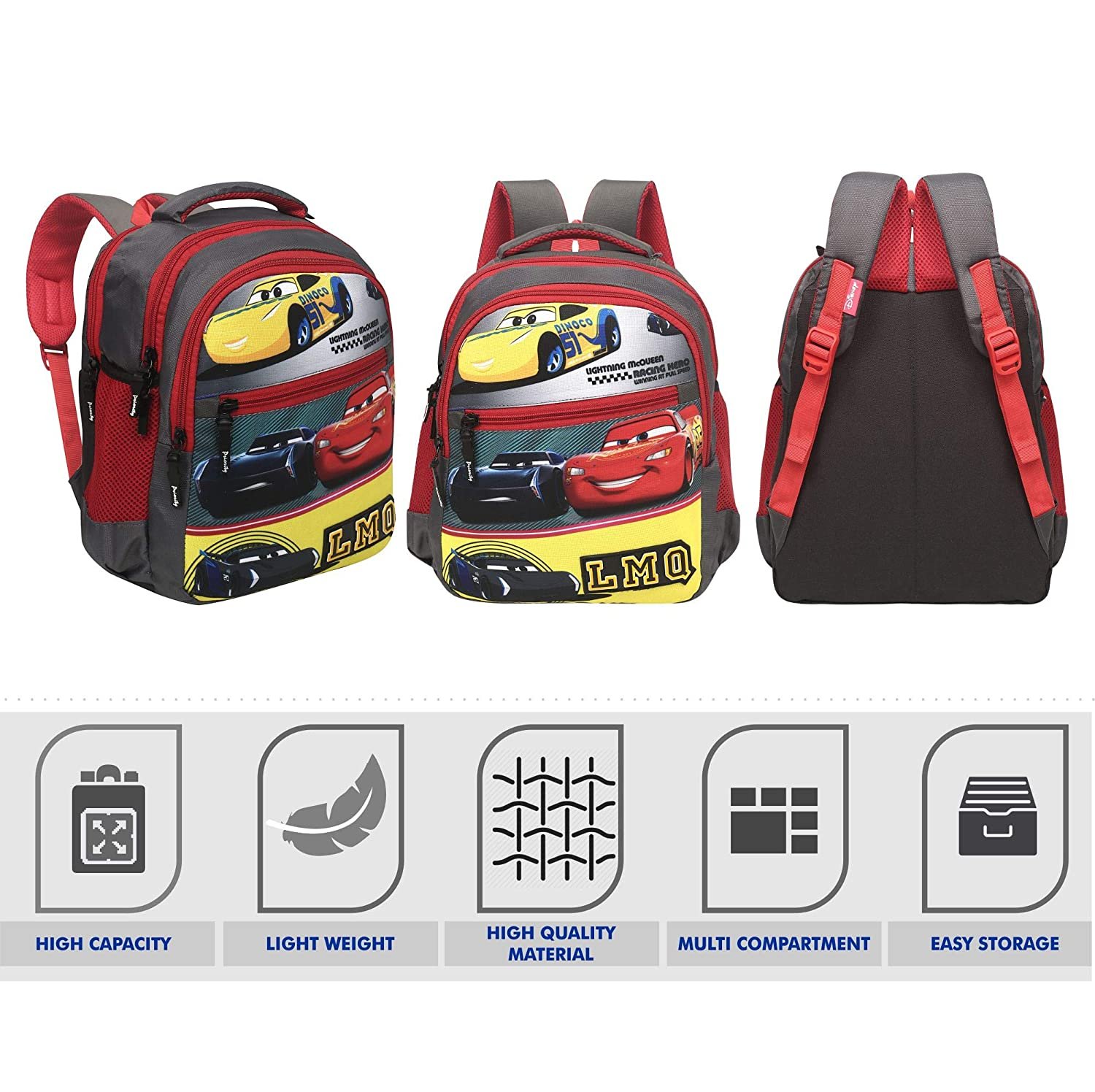 Priority Disney HD Pixar Car 25 litres Grey - Red Polyester Kid's School Bag Casual Backpack for Boys & Girls (Spike 21-24143) Priority Disney HD Pixar Car 25 litres Grey - Red Polyester Kid's School Bag Casual Backpack for Boys & Girls (Spike 21-24143)