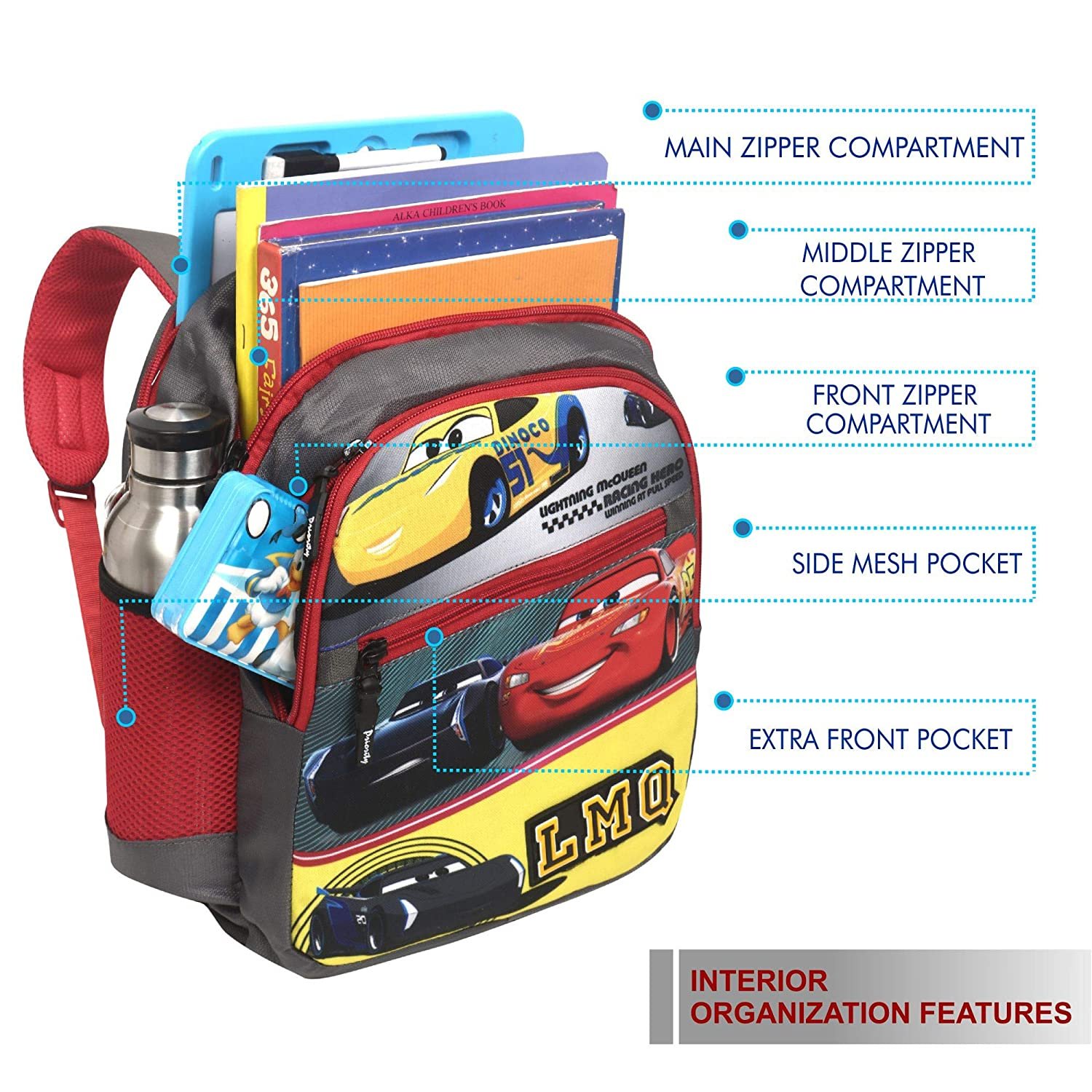 Priority Disney HD Pixar Car 25 litres Grey - Red Polyester Kid's School Bag Casual Backpack for Boys & Girls (Spike 21-24143) Priority Disney HD Pixar Car 25 litres Grey - Red Polyester Kid's School Bag Casual Backpack for Boys & Girls (Spike 21-24143)