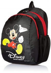 Kuber Industries Disney Mickey Mouse 15 inch Polyster School BagBackpack for Kids, Black-DISNEY013