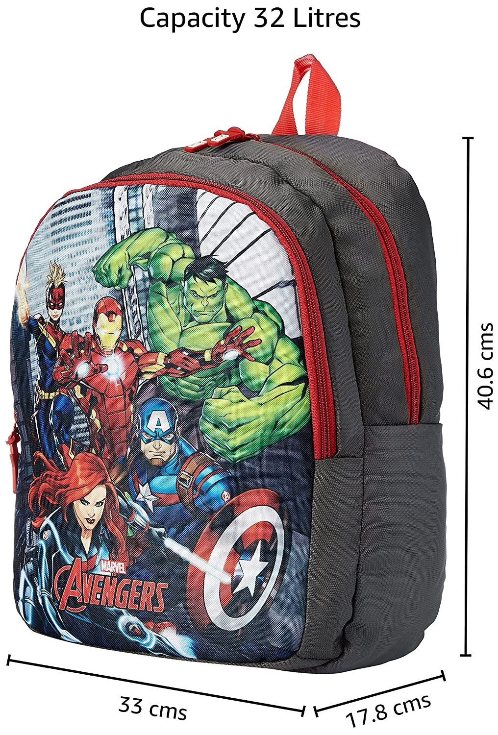 Priority Disney Marvel Avengers Group 32 litres Grey Polyester School Bag for Boys (Rocket 013) Priority Disney Marvel Avengers Group 32 litres Grey Polyester School Bag for Boys (Rocket 013)