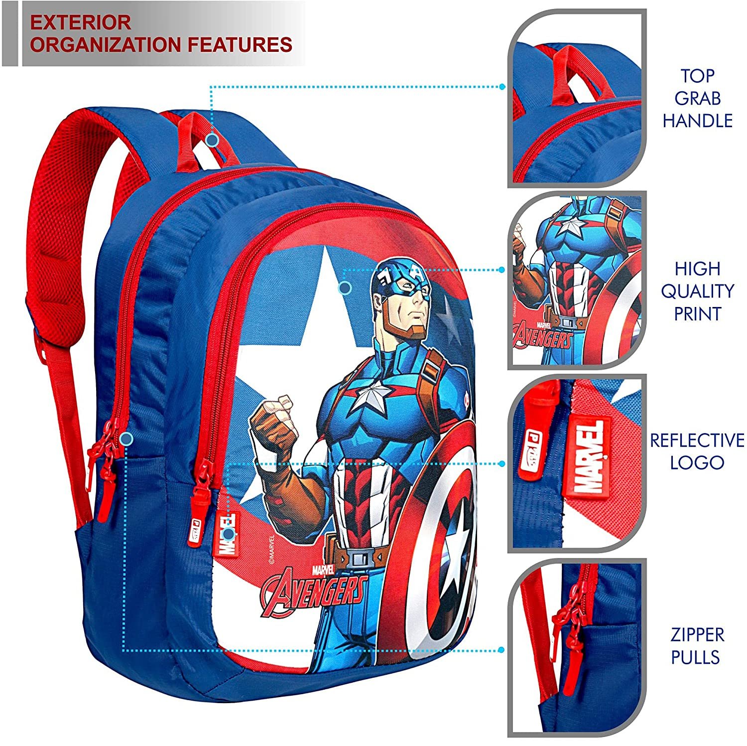 Priority Disney Marvel Captain America 25 Litres Blue Polyester School Bag Ideal For Boys & Girls (Rocket 013-B , 25846) Priority Disney Marvel Captain America 25 Litres Blue Polyester School Bag Ideal For Boys & Girls (Rocket 013-B , 25846)