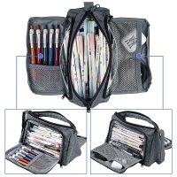 Storite Pencil Cases Big Capacity High Quality Storage Case Holder, Large Pencil Pen Pouch, Portable Pen Bag Makeup Bag Stationary Organizer Bag with Zipper for Kids - Grey