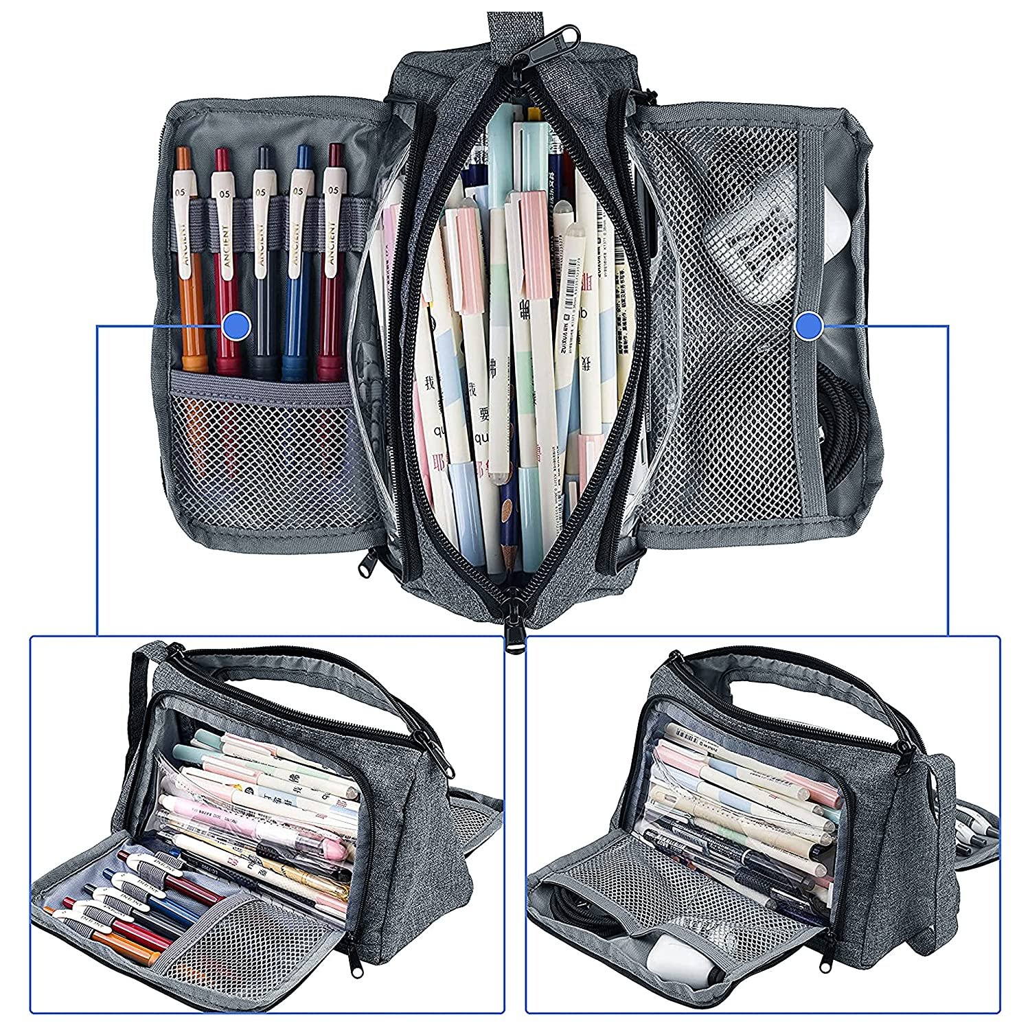 Storite Pencil Cases Big Capacity High Quality Storage Case Holder, Large Pencil Pen Pouch, Portable Pen Bag Makeup Bag Stationary Organizer Bag with Zipper for Kids - Grey Storite Pencil Cases Big Capacity High Quality Storage Case Holder, Large Pencil Pen Pouch, Portable Pen Bag Makeup Bag Stationary Organizer Bag with Zipper for Kids - Grey