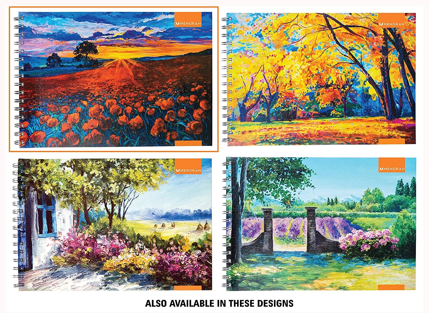 MENORAH - A4 Sketch Artist Book- Drawing Notebook- 50 Sheets 100 Pages- (21.0 cm x 29.7 cm)-140 GSM- (Poppy Field) Design MENORAH - A4 Sketch Artist Book- Drawing Notebook- 50 Sheets 100 Pages- (21.0 cm x 29.7 cm)-140 GSM- (Poppy Field) Design
