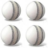 SVR Sports Cricket Leather Ball Pack of 4 (White, Medium Size)