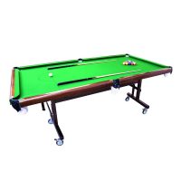 Khalsa Gymnastic Works Portable and Moveable on Wheels Pool Table(Billiard Table) 8x4 FT, Top 25 mm with Cover, Ball, cue Sticks, Triangle & Chalk DogBBN01