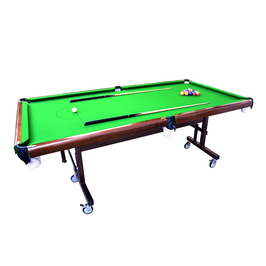Khalsa Gymnastic Works Portable and Moveable on Wheels Pool Table(Billiard Table) 8x4 FT, Top 25 mm with Cover, Ball, cue Sticks, Triangle & Chalk DogBBN01 Khalsa Gymnastic Works Portable and Moveable on Wheels Pool Table(Billiard Table) 8x4 FT, Top 25 mm with Cover, Ball, cue Sticks, Triangle & Chalk DogBBN01