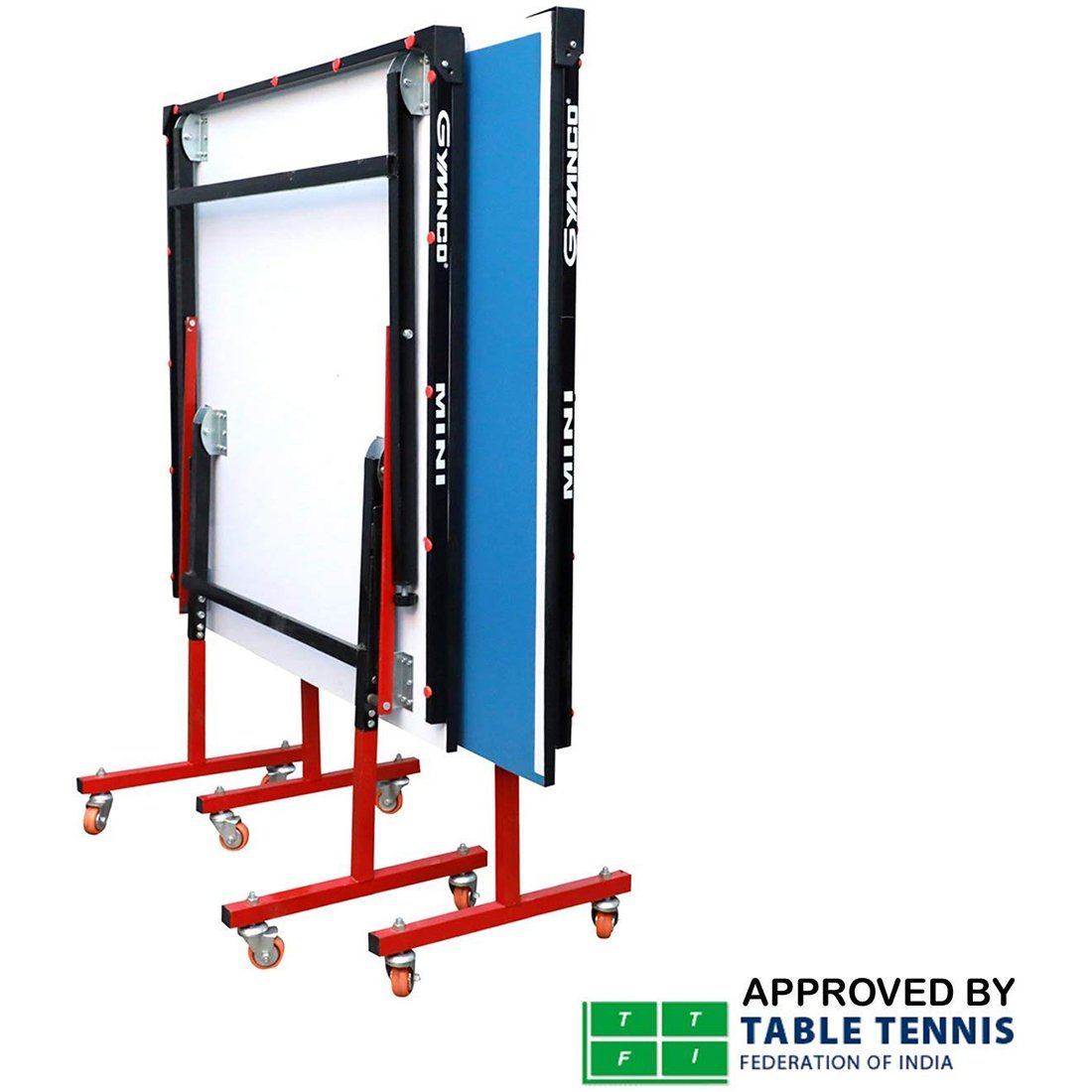 Gymnco Mini Table Tennis Table (6x3 ft) with Wheels (Laminated Top 18 mm ) Gymnco Mini Table Tennis Table (6x3 ft) with Wheels (Laminated Top 18 mm )