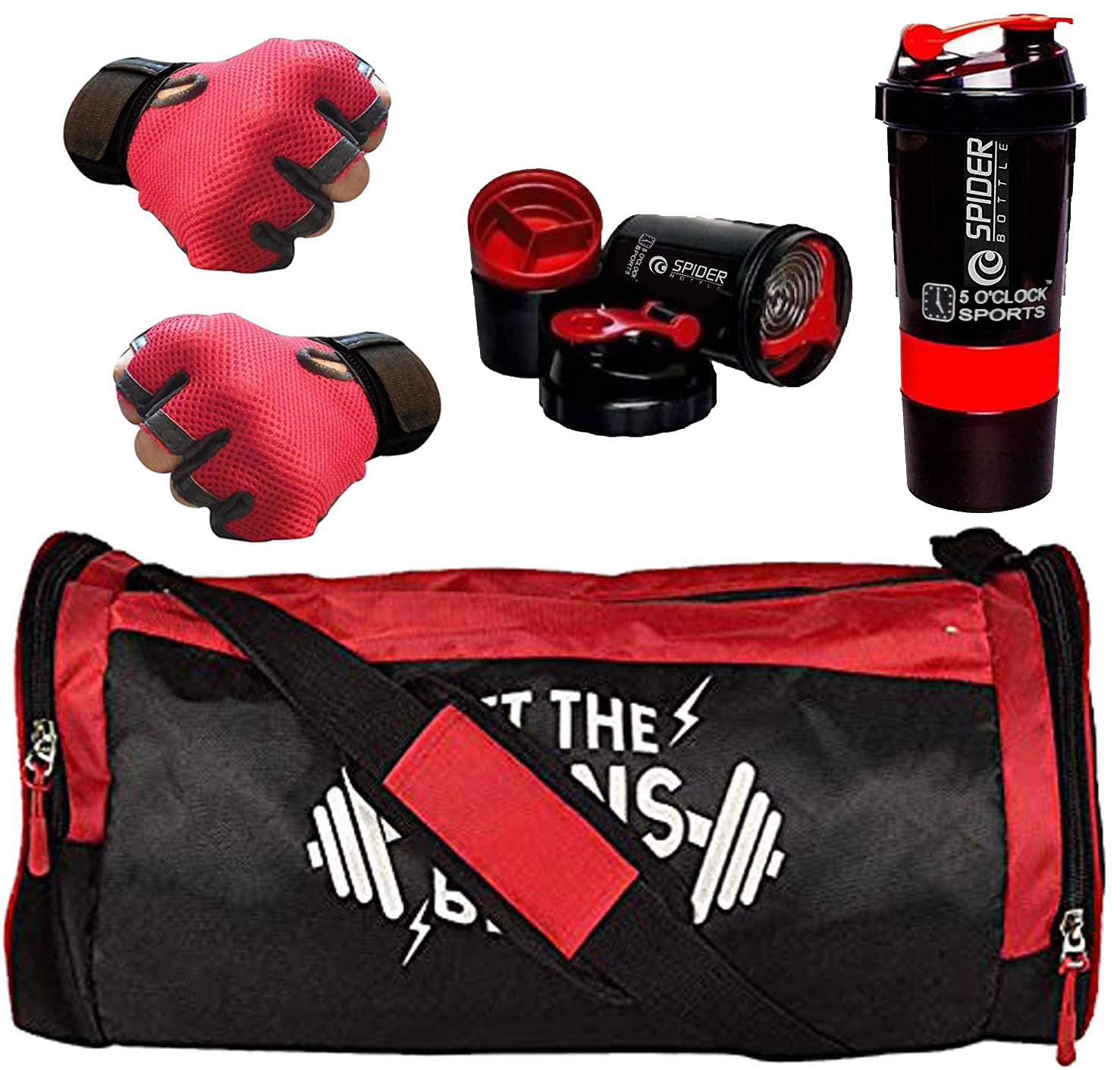 5 O'CLOCK SPORTS Combo of Gains Bag GymFitness KitComboGym AccessoriesGym Kitfor Men and Women 5 O'CLOCK SPORTS Combo of Gains Bag GymFitness KitComboGym AccessoriesGym Kitfor Men and Women