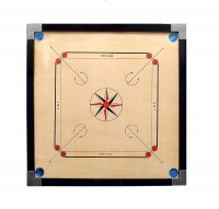 SMT Superior Matte Finish Practice Carrom Board for Serious Professional Practice with Coins Striker and Powder Beige (Black, Large-32AB)