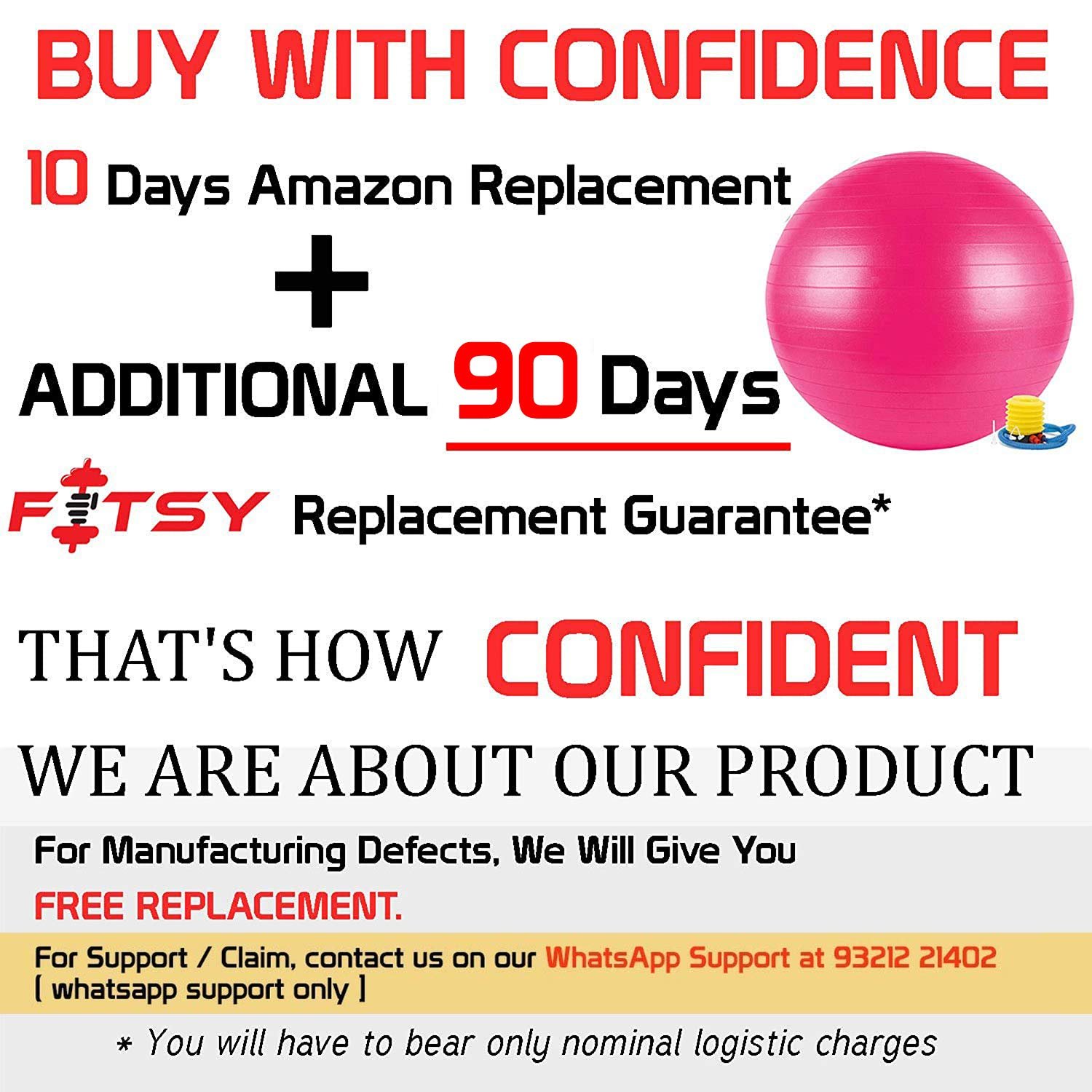 FITSY® Anti-Burst Yoga Exercise Gym Ball with Foot Pump FITSY® Anti-Burst Yoga Exercise Gym Ball with Foot Pump
