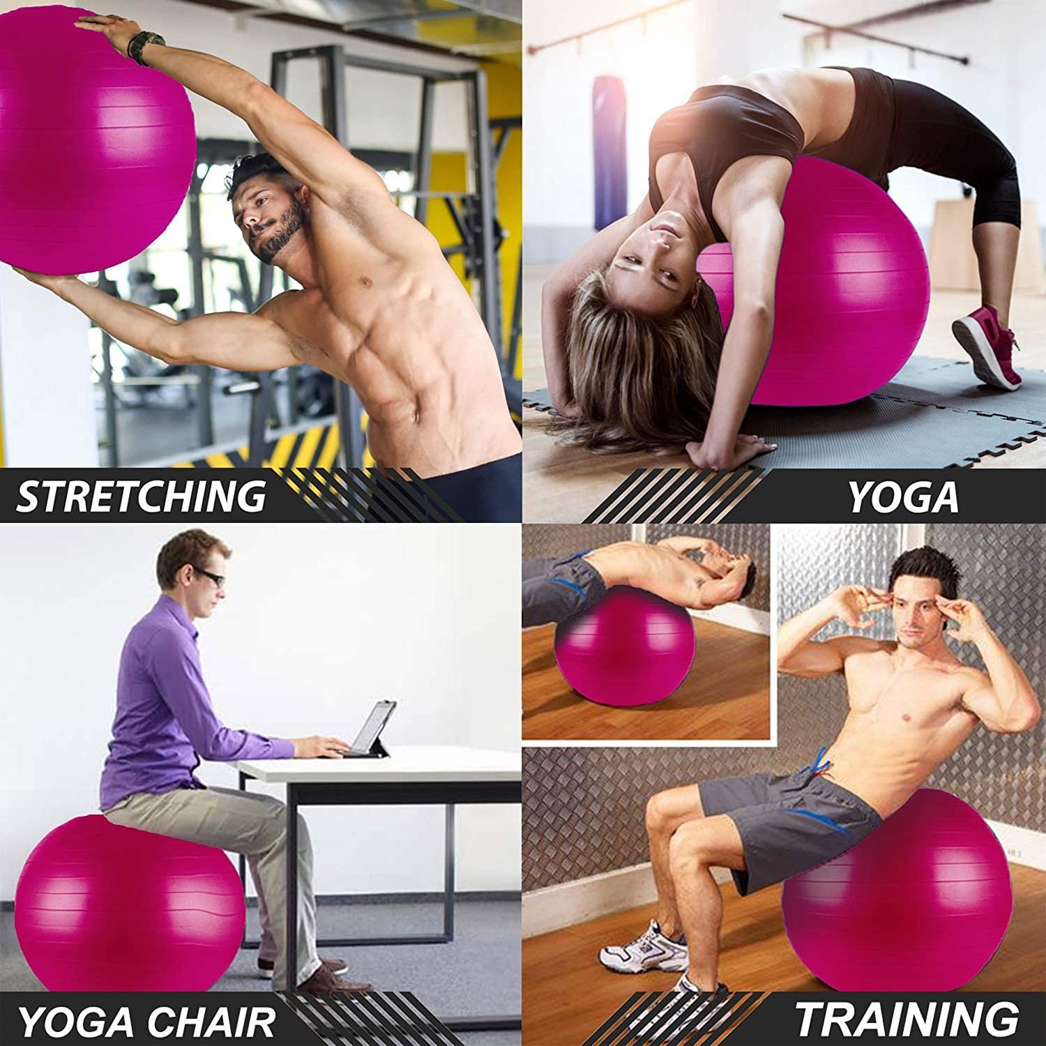 FITSY® Anti-Burst Yoga Exercise Gym Ball with Foot Pump FITSY® Anti-Burst Yoga Exercise Gym Ball with Foot Pump