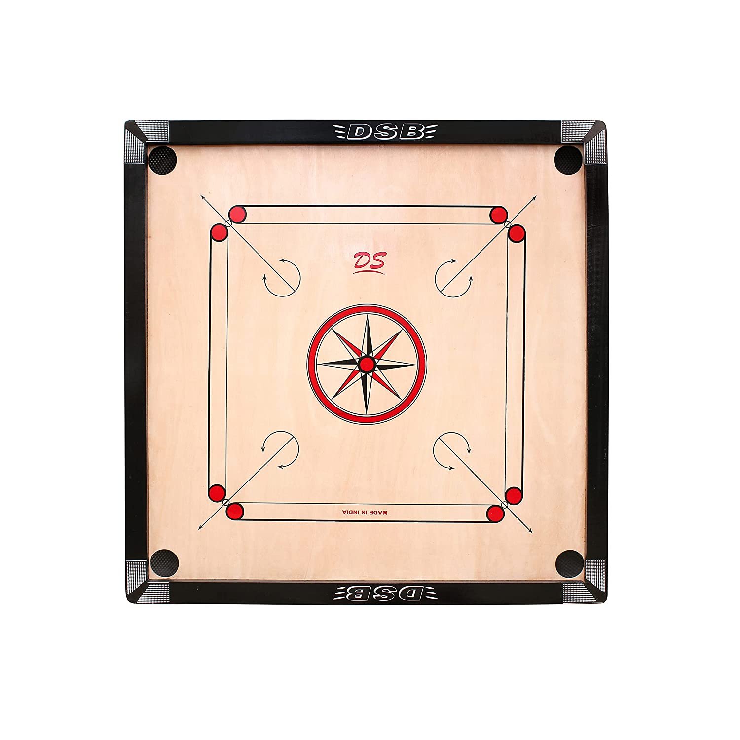 DSB Superior Finish Full Size Carrom Board with Coins Striker and Boric Powder, Beige (Large 26 inch) DSB Superior Finish Full Size Carrom Board with Coins Striker and Boric Powder, Beige (Large 26 inch)