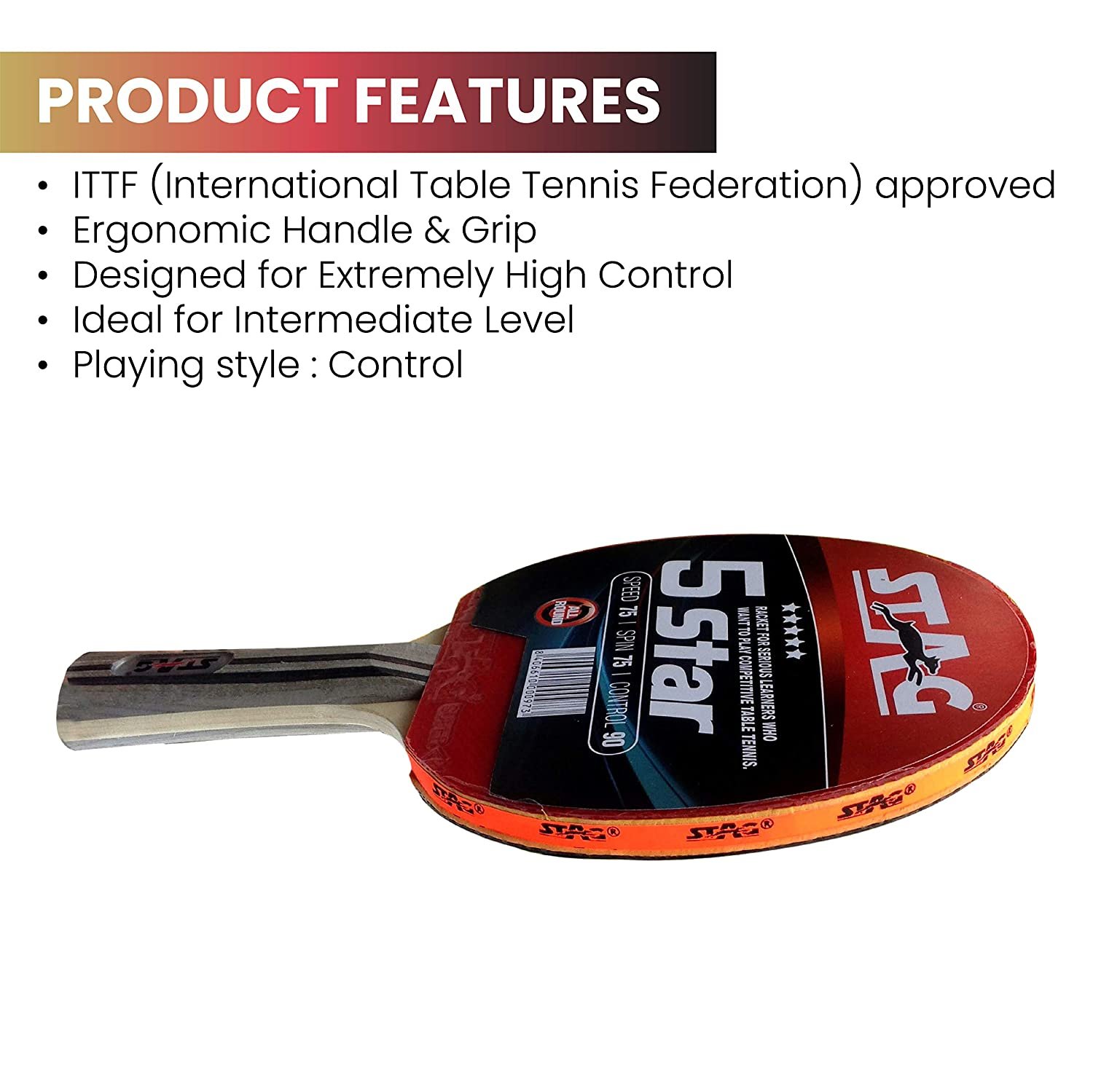 Stag 5 Star Table Tennis Racquet Stag 5 Star Table Tennis Racquet