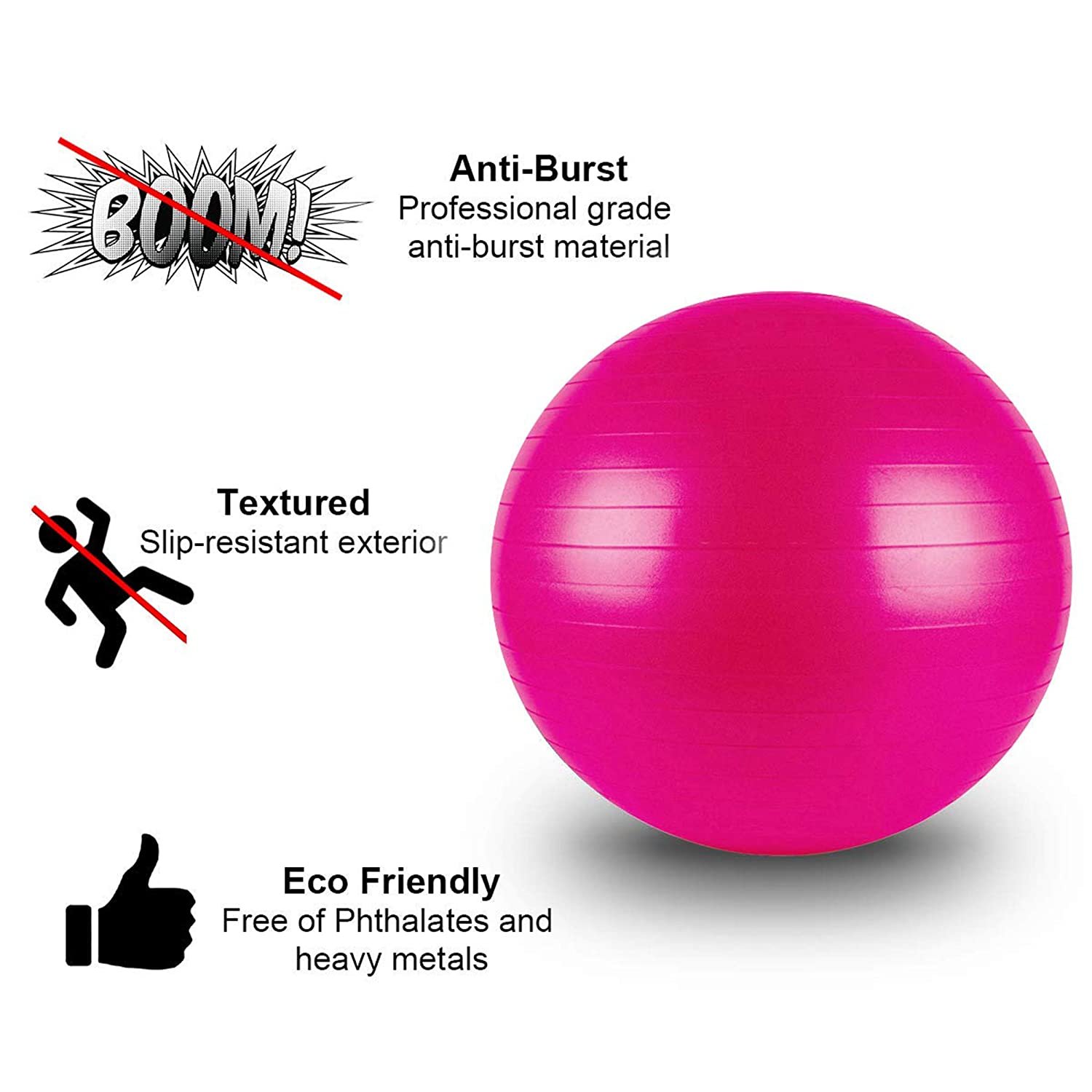 FITSY® Anti-Burst Yoga Exercise Gym Ball with Foot Pump FITSY® Anti-Burst Yoga Exercise Gym Ball with Foot Pump