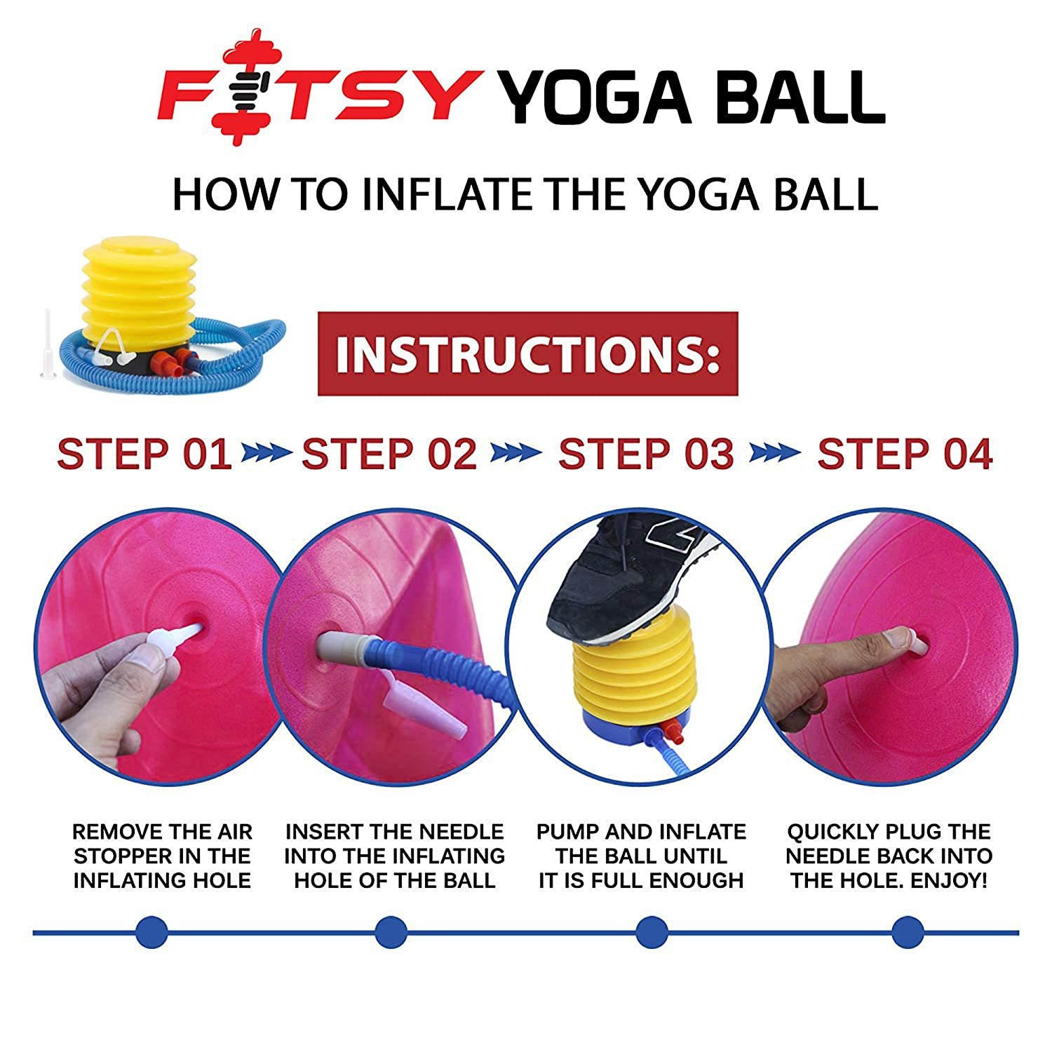 FITSY® Anti-Burst Yoga Exercise Gym Ball with Foot Pump FITSY® Anti-Burst Yoga Exercise Gym Ball with Foot Pump