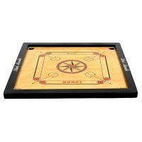 GSI Shiny Gloss Finish Full Carrom Board for Profesional Practice with Coins Striker and Boric Powder, Brown (Practice 33 inch 8mm)