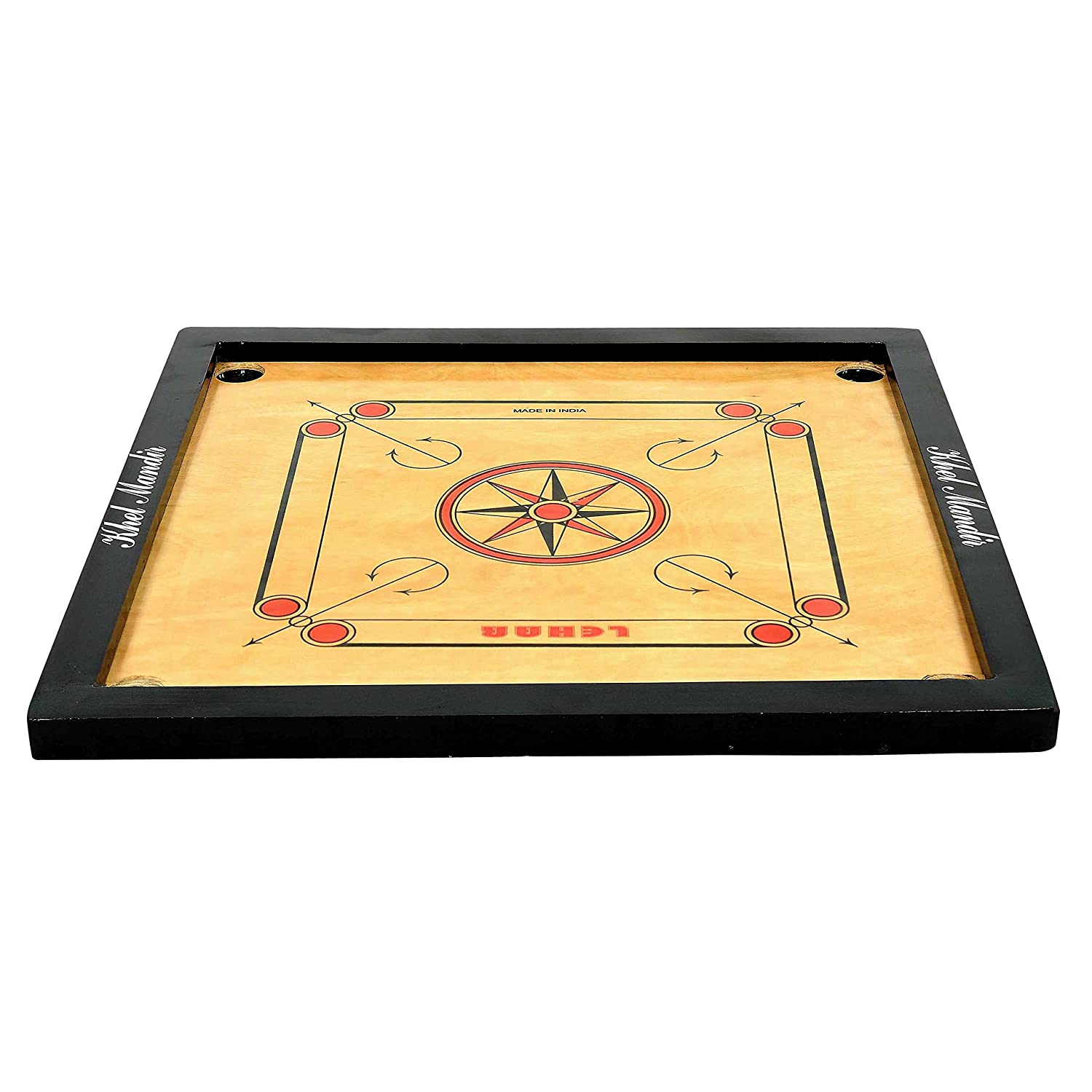GSI Shiny Gloss Finish Full Carrom Board for Profesional Practice with Coins Striker and Boric Powder, Brown (Practice 33 inch 8mm) GSI Shiny Gloss Finish Full Carrom Board for Profesional Practice with Coins Striker and Boric Powder, Brown (Practice 33 inch 8mm)