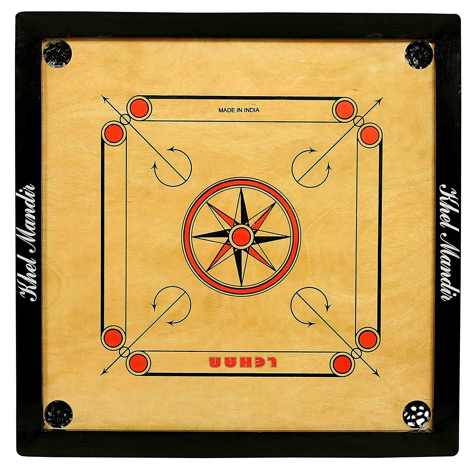 GSI Shiny Gloss Finish Full Carrom Board for Profesional Practice with Coins Striker and Boric Powder, Brown (Practice 33 inch 8mm) GSI Shiny Gloss Finish Full Carrom Board for Profesional Practice with Coins Striker and Boric Powder, Brown (Practice 33 inch 8mm)